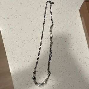 Brighton black and silver long statement necklace